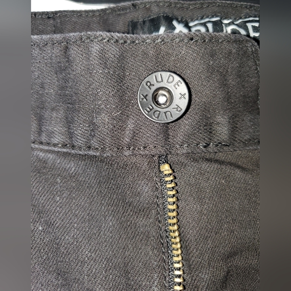 HOT TOPIC - RUDE Black skinny distressed jean SIZE 28 - Picture 7 of 9